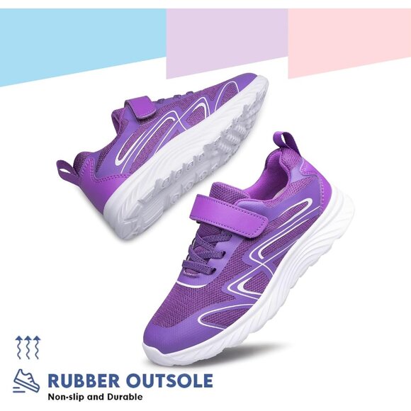 Kids Purple Athletic Running   School Shoes Sneakers for Little Kid/Big Kid - Picture 6 of 6